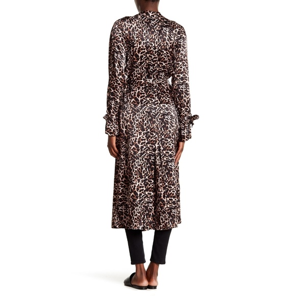 AFRM (Arrive) Leopard Print Satin Duster Jacket - Picture 2 of 6